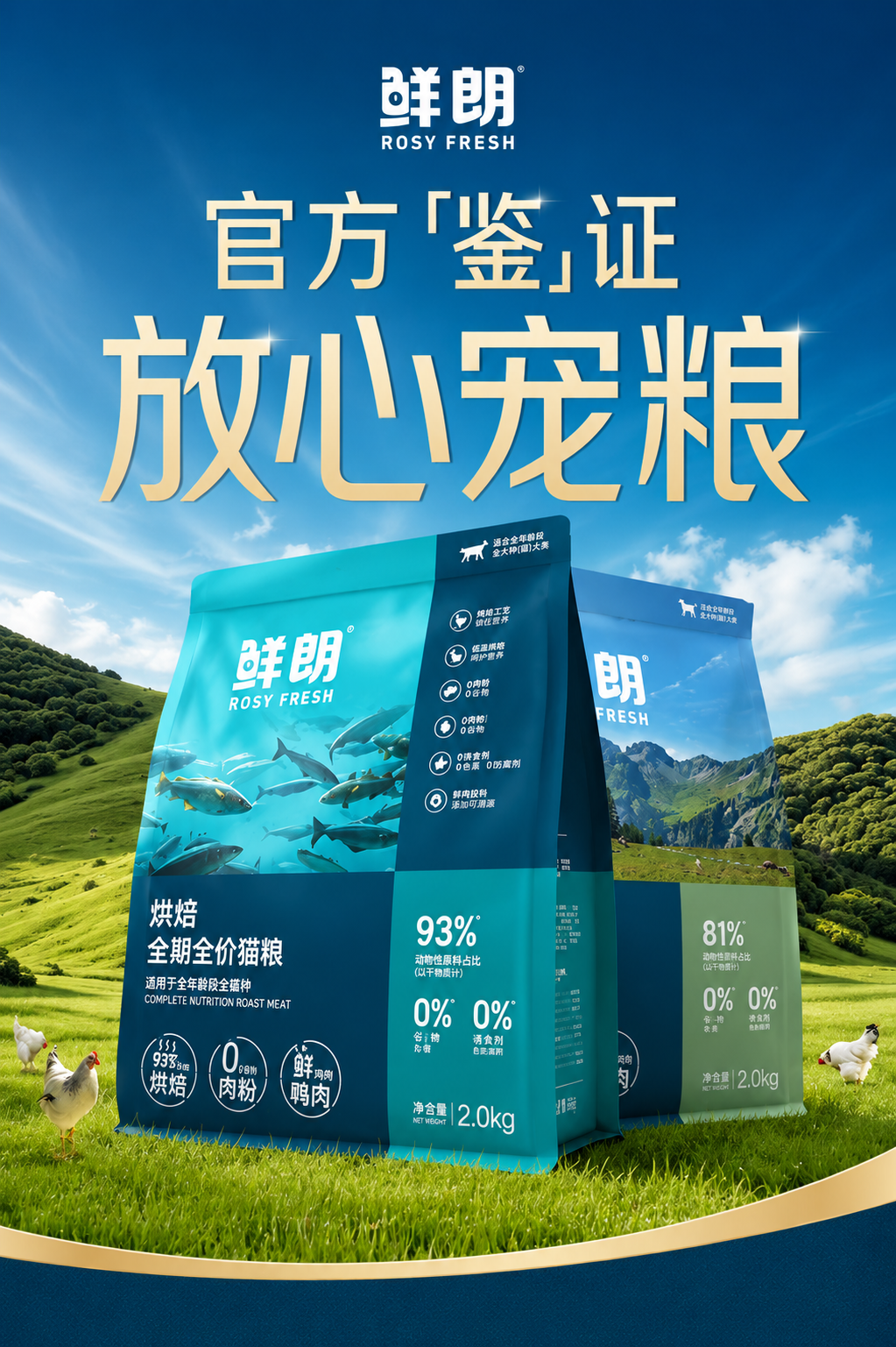 鲜朗烘焙全阶段猫粮禽肉鱼肉兔肉幼猫粮主食冻干粮 烘焙猫粮(禽肉)2kg 3