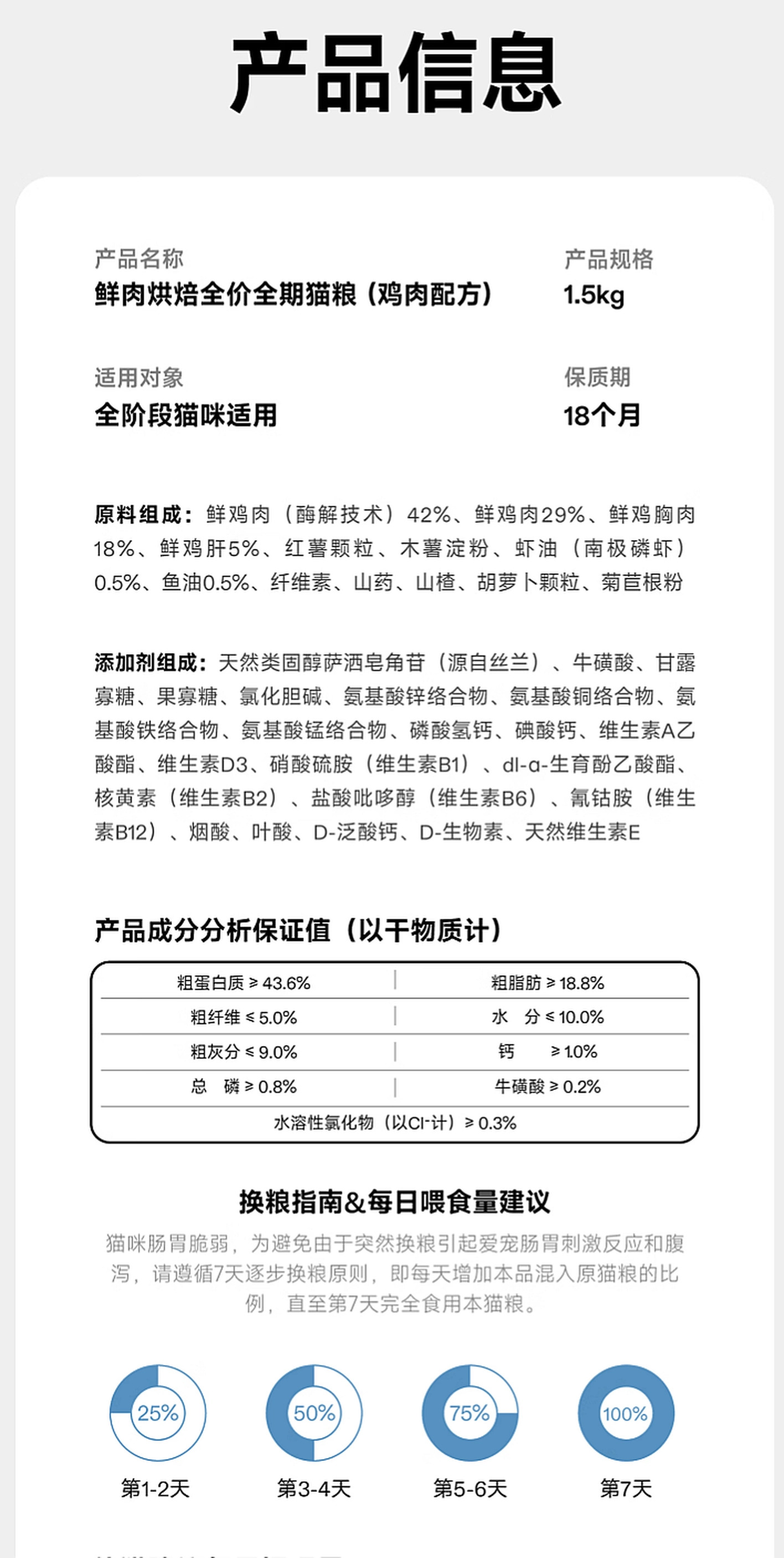 纯福低温烘焙鲜肉酶解单一肉源鸡肉全价全期成猫幼猫通用猫粮 烘焙猫粮1.5kg【单包装】 8